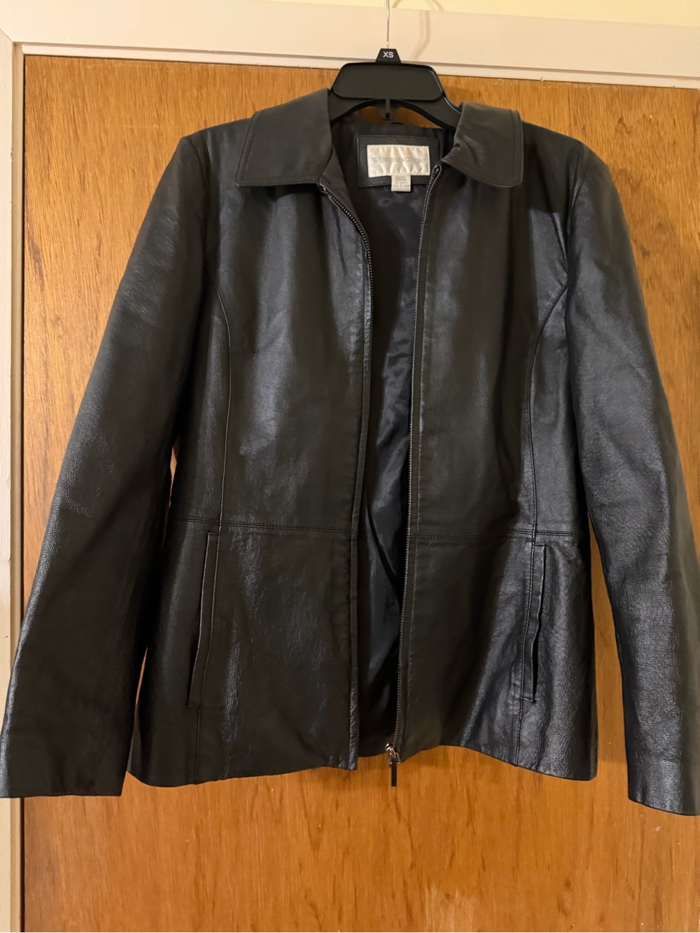 Worthington Black Leather Zip-Front Jacket